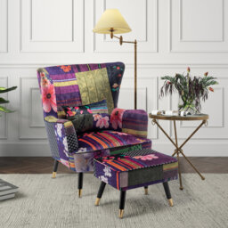 77Cm Wide Armchair and Ottoman