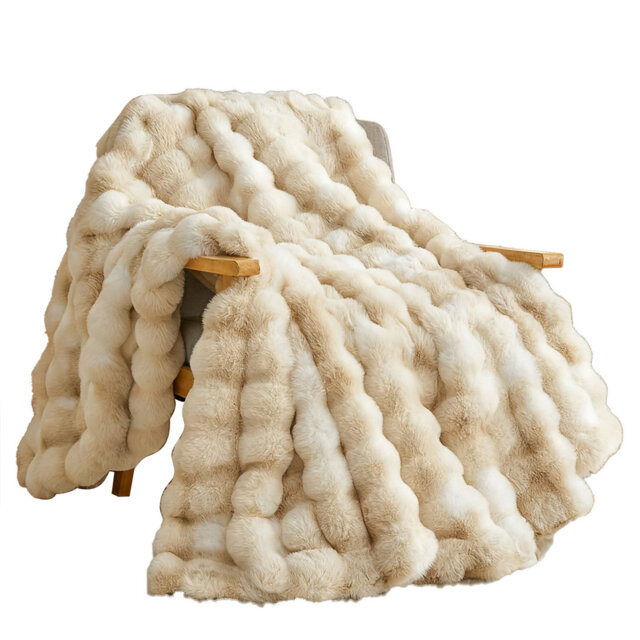 Tie-Dye Faux Rabbit Fur & Flannel Weighted Throw Blanket, Ultra Soft & Cozy for Sofa Couch Bed