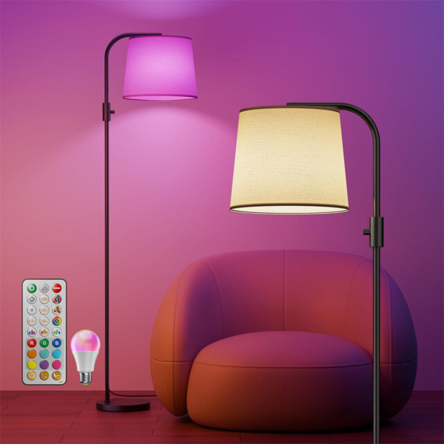 LED Floor Lamp For Living Room With A 10W RGBCW Color Changing Bulbs