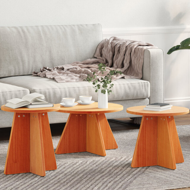 Coffee Table Round Living Room Wooden Rustic Accent Center Low