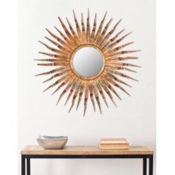 Bickel Sunburst Framed Wall Mounted Accent Mirror in Burnt Copper