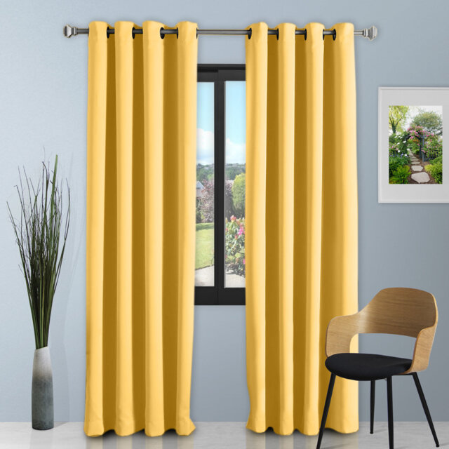 Luxury Faux Silk Lined Eyelet Curtains Pair - Elegant Window Drapes with Solid Colour Finish for Living Room Bedroom Dining Room Home Décor
