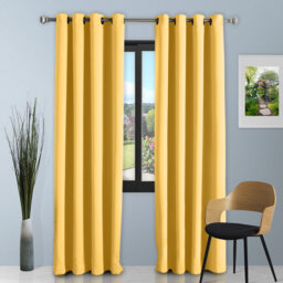 Luxury Faux Silk Lined Eyelet Curtains Pair - Elegant Window Drapes with Solid Colour Finish for Living Room Bedroom Dining Room Home Décor