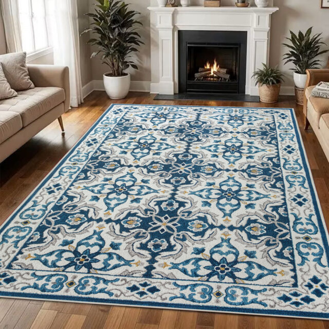Luxury Vintage Printed High Low Pile Area Rug Soft Durable Non-Slip Carpet