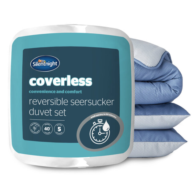 Silentnight Seersucker Coverless Duvet 10.5 Tog With Matching Pillowcases, All Seasons