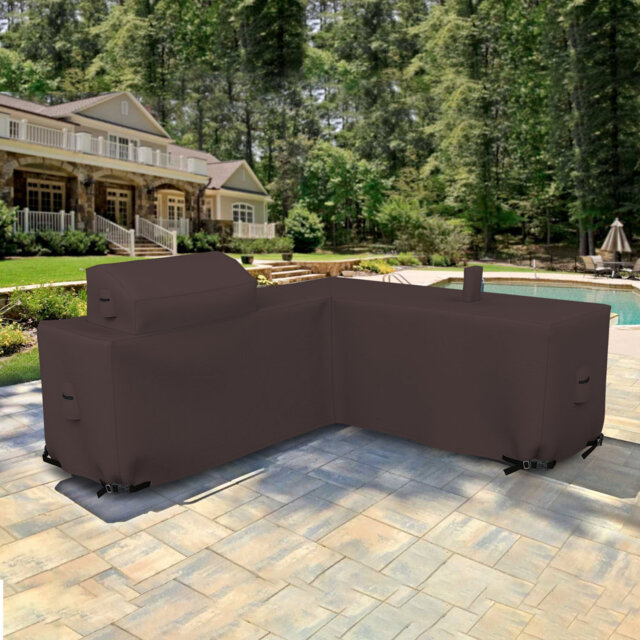 Heavy Duty Waterproof Outdoor Left Facing Kitchen Cover, Patio L-Shaped Sectional Lounge Set Cover