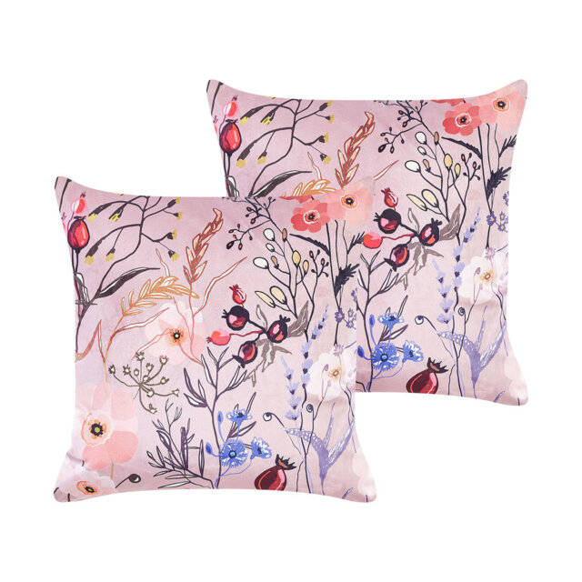Set of 2 Velvet Cushions Flower Motif 45 x 45 cm Annalei