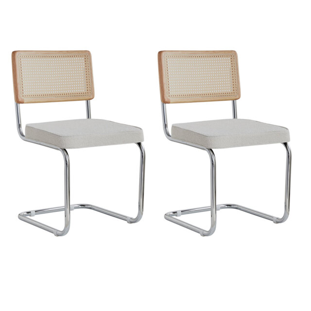 Chairs - Scandinavian Velvet Dining Chair - Rattan Back Chair - Metal Legs