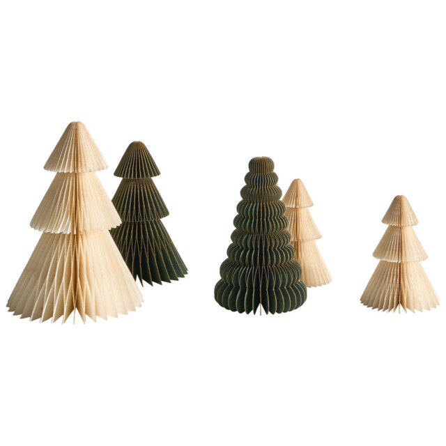 Set of 5 Christmas Decorations VORMA Christmas Tree 14/20/20/25 cm Beige/ Green