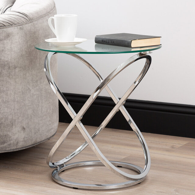 Cuayo Round Sofa Table for Living Room Furniture, 61cm Metal Bed Side Table, End Table
