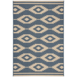 Preisser Hooked Indoor/ Outdoor Cream/Blue Rug