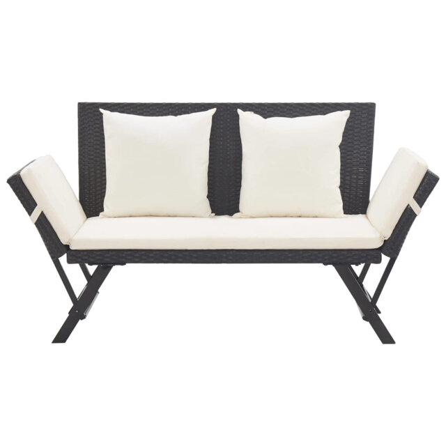 Garden Bench with Cushions 176 cm Poly Rattan Dining Seat