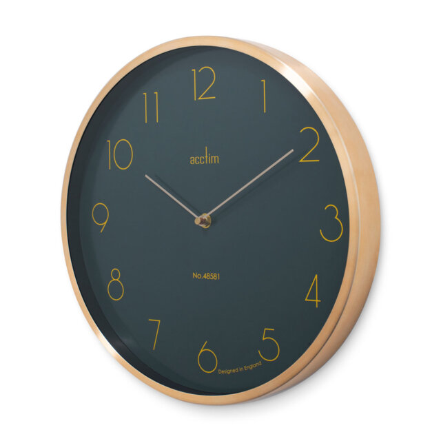 Acctim Madison Wall Clock Quartz Modern Brushed Metal Case Foil Embossed 35cm