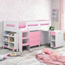 Lilianna Single (3') Bed Frames Mid Sleeper Loft Bed with Bookcase