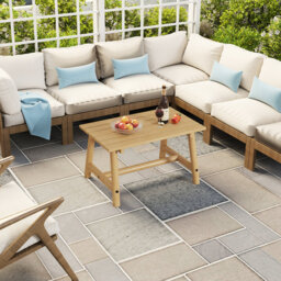 Outdoor Natural Coffee Table Solid Wood Patio Table For Garden