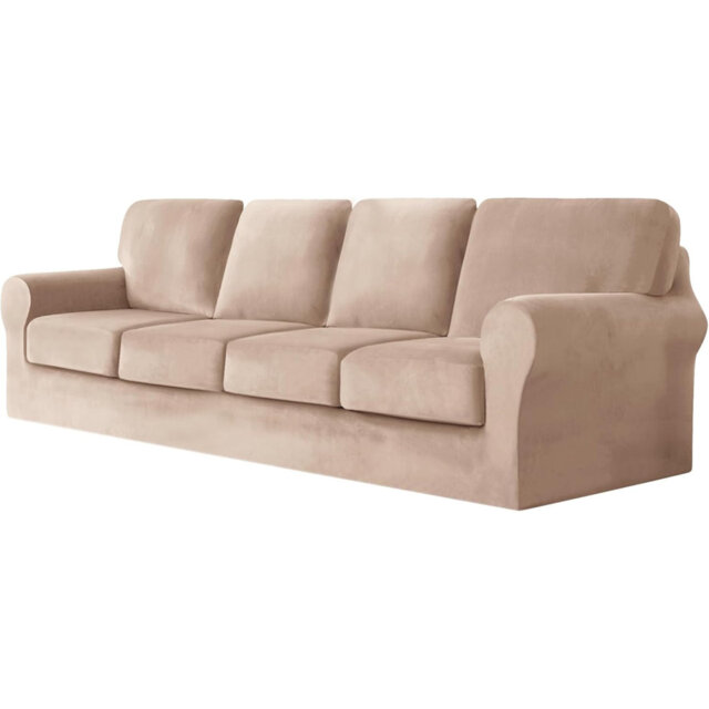 Sofa Cover With Separate Seat Cushions And Backrests Stretch Velvet Sofa Slipcover Couch Covers Furniture Protector Split Combined (Large 4 Seat Set 9