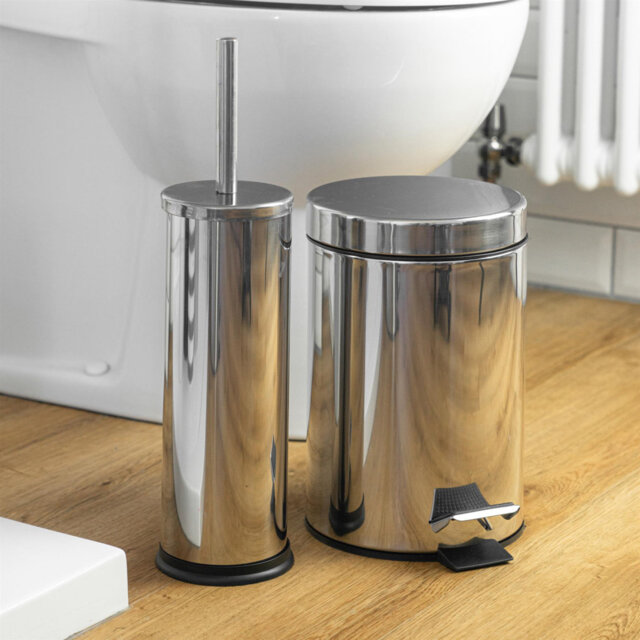 Harbour Housewares Round Bathroom Bin & Toilet Brush Set