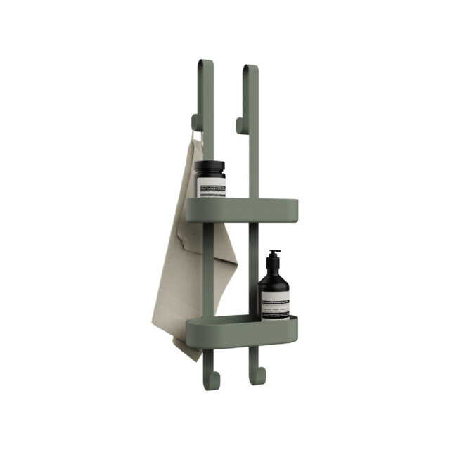 2 Tier Height Adjustable Door Shower Caddy Shower's Hanger Organizer Green