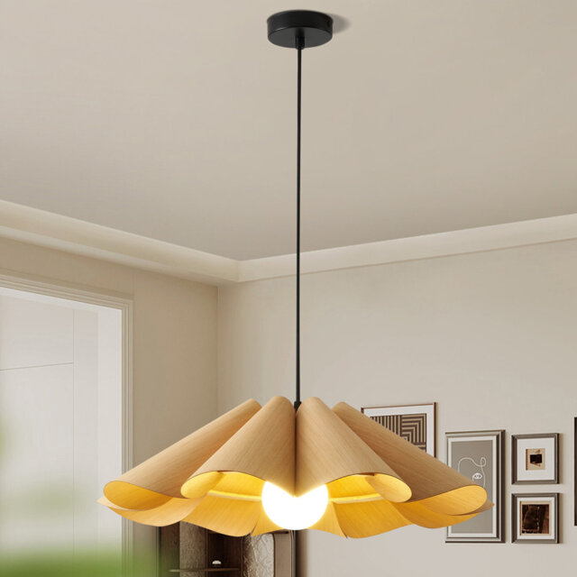 1 - Light Farmhouse Boho Wooden Chandelier