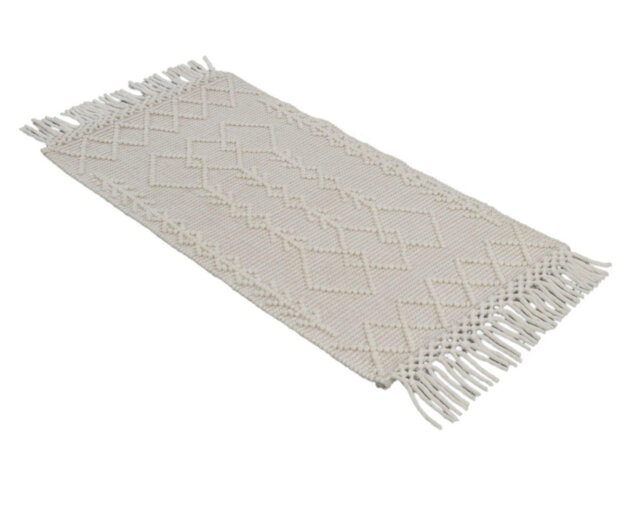 Shuler Avorio Handwoven Wool/Cotton White Rug