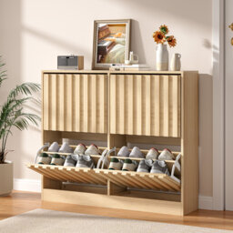 24 Pair 4 Flip Drawers Shoe Storage Cabinet