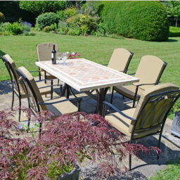 Hampton Dining Table with 6 ASCOT DELUXE Chairs Garden Set