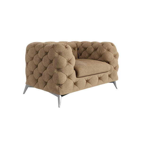 Chesterfield Armchair with Silver Metal Legs