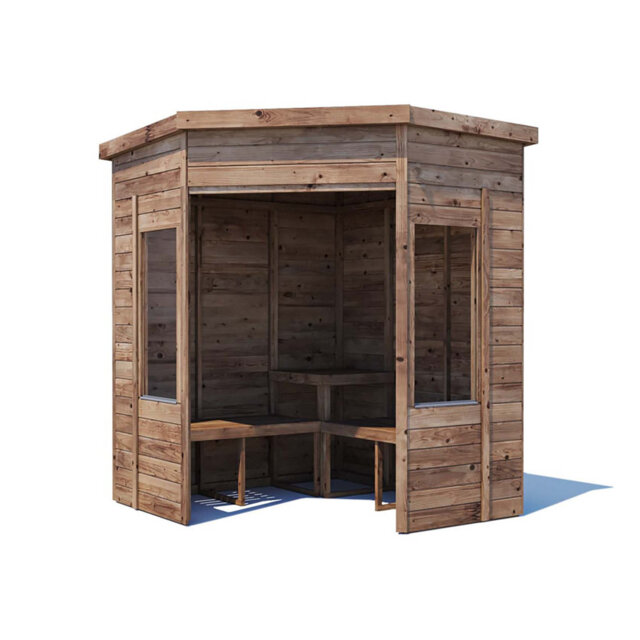 Dunster House Corner Garden Arbour with Glazed Panels, Pressure Treated, Apocallipo