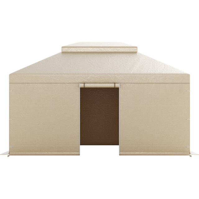 Winter Gazebo Cover Fits 12 x 20 ft Hardtop Gazebos, All-Weather Double-Tiered Gazebo Cover with Sidewalls & Mesh Windows, High-Density PE Enclosed St