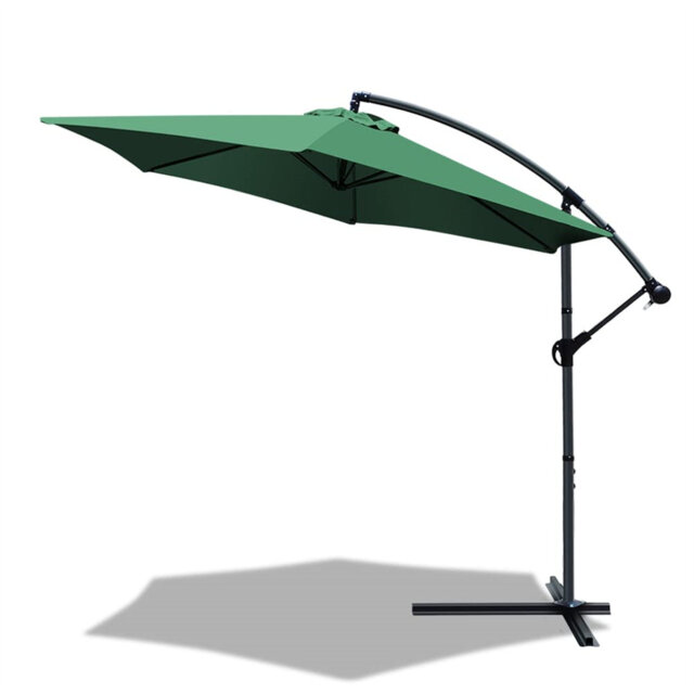 300cm cantilever parasol, parasol with crank mechanism, crank parasol with protective cover, sun protection UV protection, garden parasol, gray