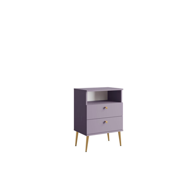 Abbegayle bedside table with a drawer, golden handles and feet