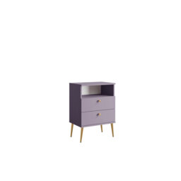 Abbegayle bedside table with a drawer, golden handles and feet