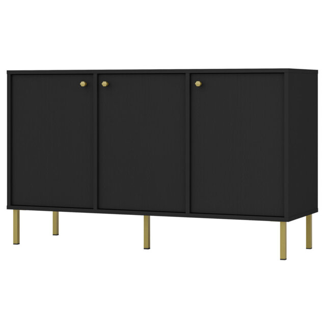 Alexxandra Three-Door Sideboard 125 cm Sand Beige on Gold Legs