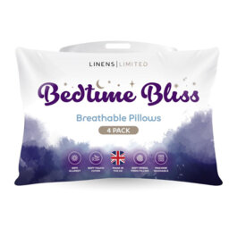 Linens Limited Soft Pillow, Made in the UK, Bedtime Bliss, Soft and Firm with Orthopedic Support, Non-Allergenic Hollowfibre, Machine Washable - Pack