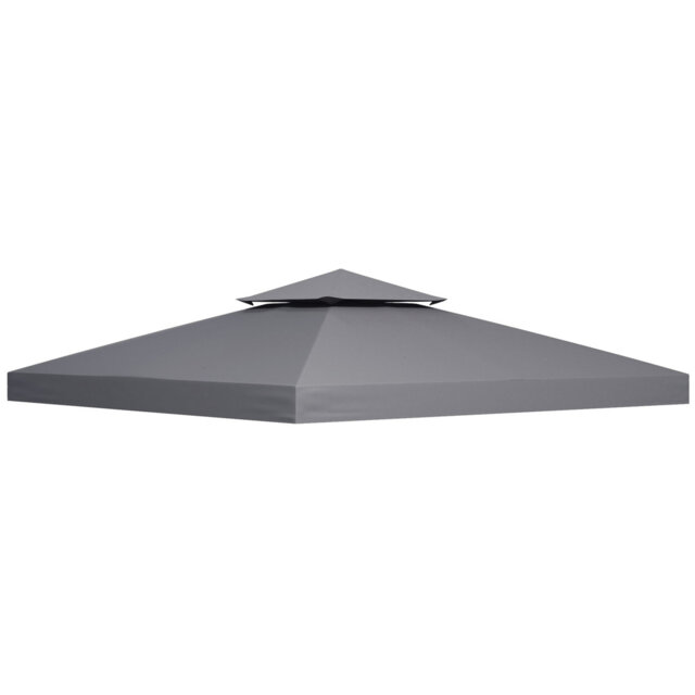 3x3m Gazebo Top Cover Replacement, Double Tier 2-tier Roof Canopy, Uv Resistant Pa Coated Polyester With Drainage Holes & Hook And Loop Fasteners, Dee