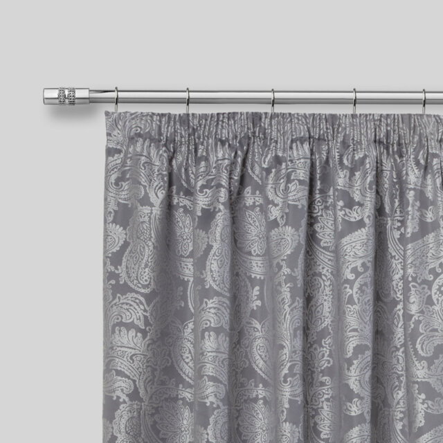 Diamante Chrome Stainless Steel Adjustable 120cm to 210cm 2cm Single Curtain Pole