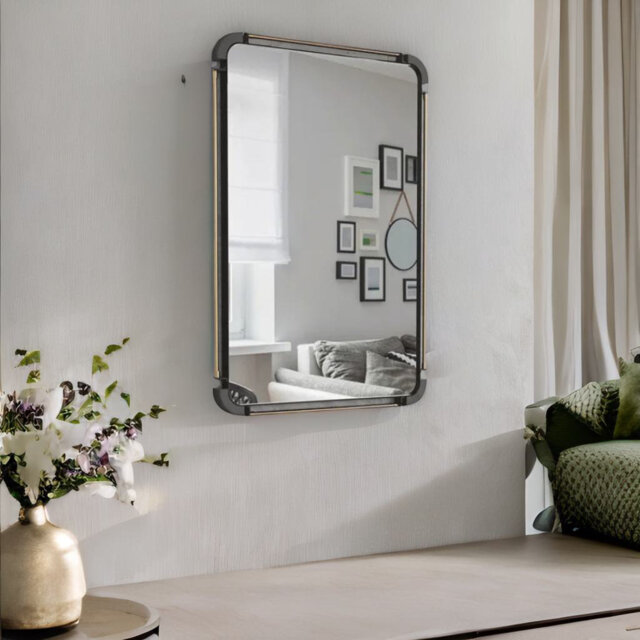 Biaunca Industrial Large Rectangular Wall Mirror For Bedroom
