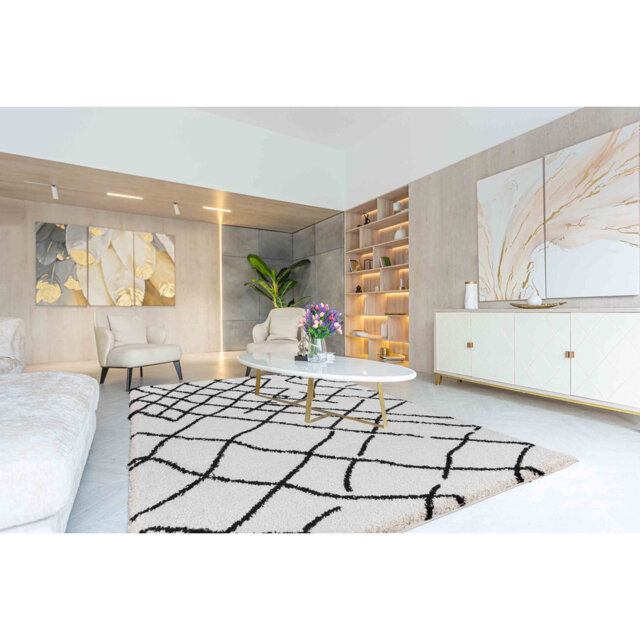 Morrocan Berber Living Room Abstract Design Shaggy Area Rugs
