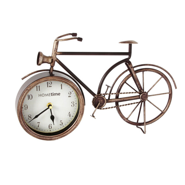 Analogue Metal Quartz Movement / Crystal Tabletop Clock in Brown/White