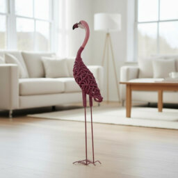 Handmade Seagrass Flamingo Statue - Hand-Painted Freestanding Ornament for Indoor & Outdoor Home and Garden Décor