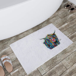 Steven Brown 'Angus McCoo' Highland Cow Bath Mat with Slip Resistant Backing (80 x 50cm)