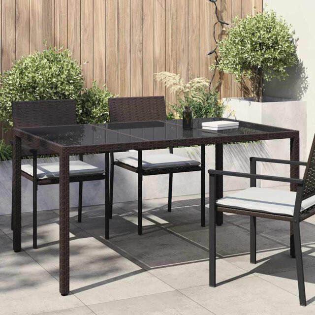 vidaXL Garden Table Tempered Glass&Poly Rattan Table 150/90 cm Multi Colours