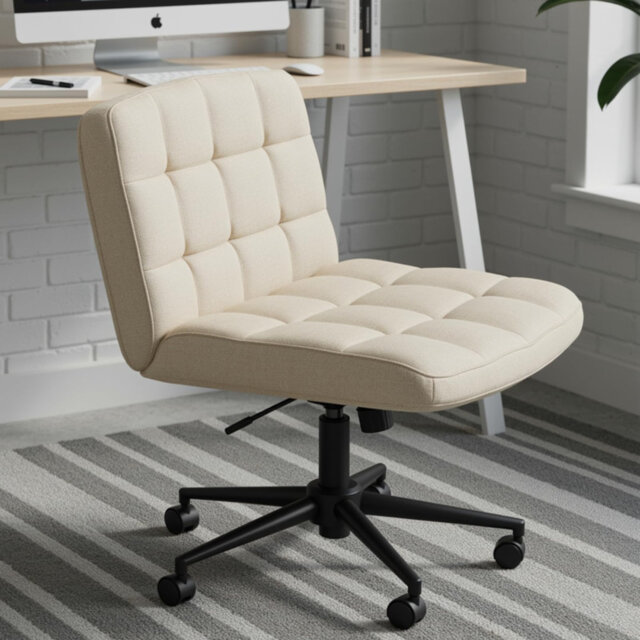 Office Chair Without Armrests, Wide Cross-legged Chair For Cross-legged Sitting, Ergonomic Height-adjustable Criss-cross Chair For Office, Study, Dres