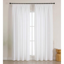 140Wx220L Farmhouse Faux Linen Textured Curtains 2 Panels,Semi Light Filtering Window Drapes for Living Room