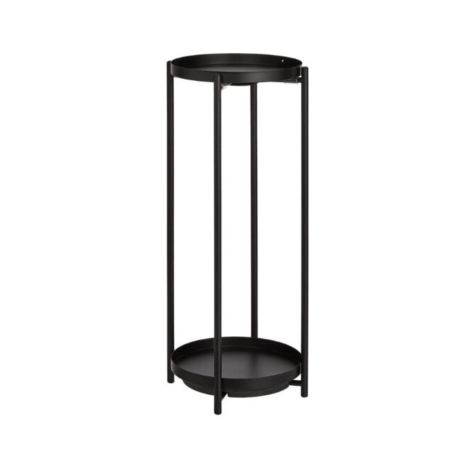 Round Plant Stand For Indoor And Outdoor Use, Black