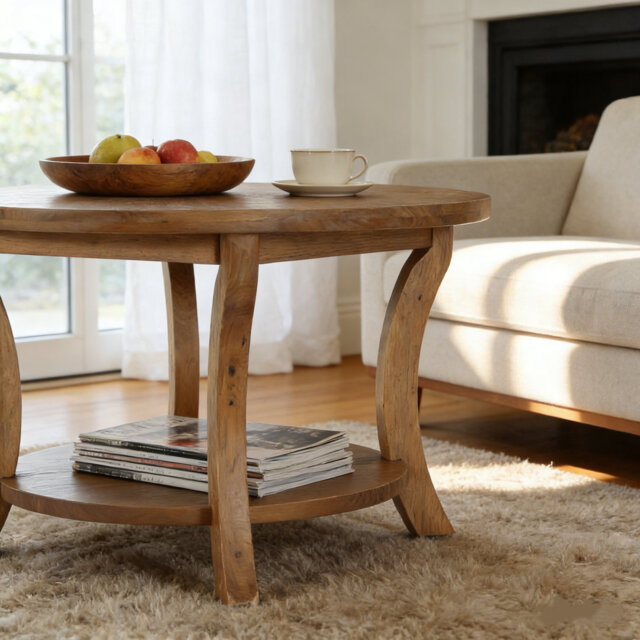 Solid Wood Four Leg Coffee Table with Storage
