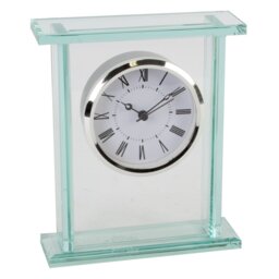Roman Numeral Glass Quartz Movement / Crystal Tabletop Clock in Clear