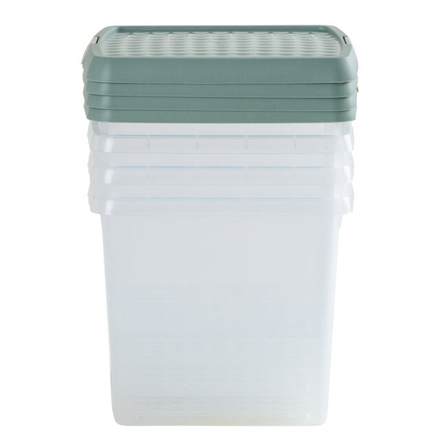 Wham Clip 14L Square Plastic Storage Boxes with Secure Clip Lock Lids. L:29 x W:29 x H:26cm