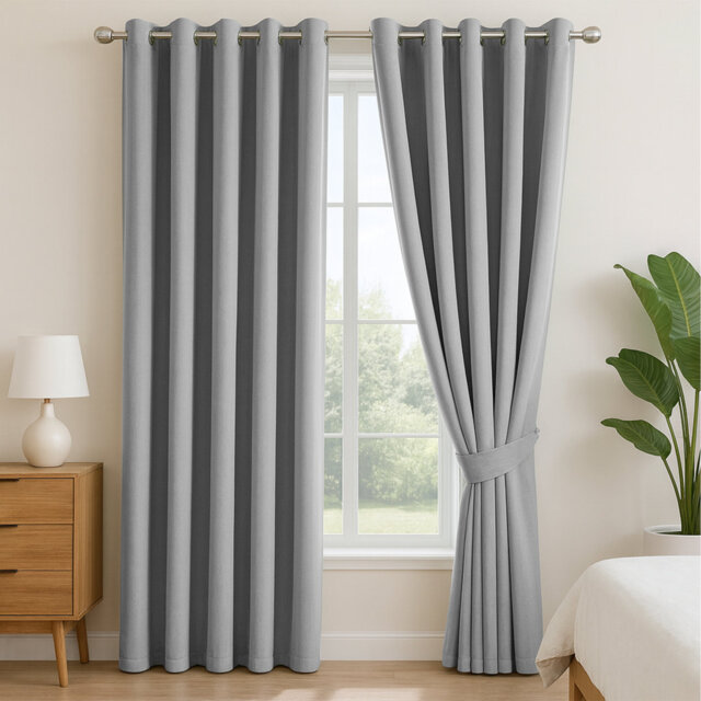 100% Linen Blackout Curtains - Thermal Insulated Eyelet Grommet Room Darkening Luxury Window Panels