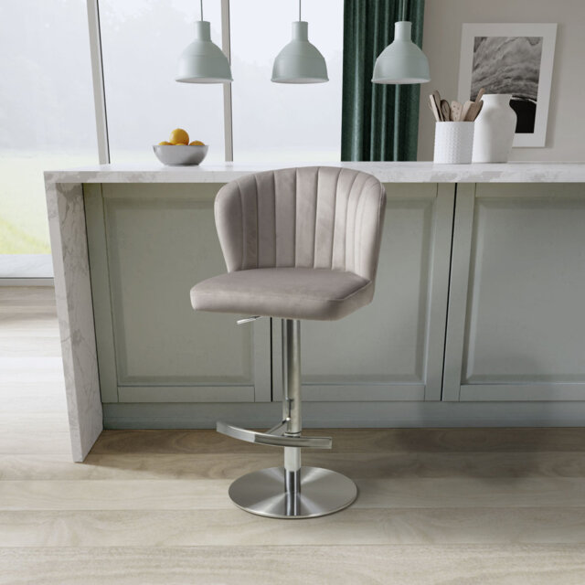 Aymar Upholstered Adjustable Height Counter Stool with Metal Frame